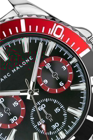 Reloj de cuarzo de acero - Plateado y negro - Marc Malone
