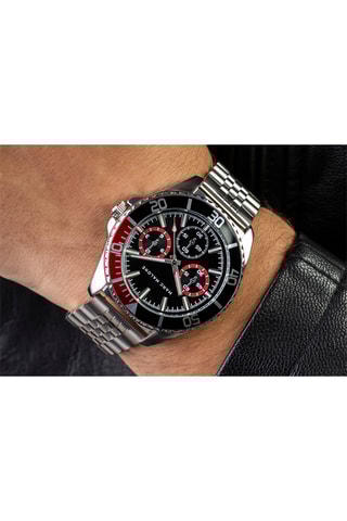 Reloj de cuarzo de acero - Plateado y negro - Marc Malone