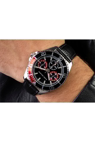 Montre à quartz en cuir - Noir et rouge - Marc Malone
