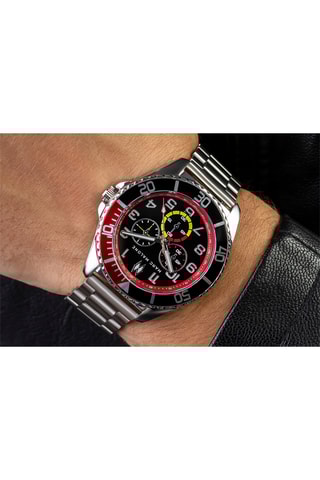 Montre à quartz en acier - Argenté et noir - Marc Malone