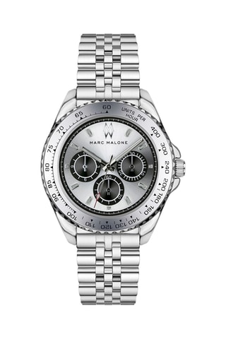Montre à quartz en acier - Tachymètre - Argenté - Marc Malone