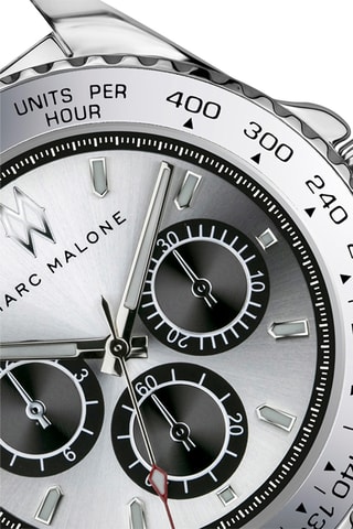 Montre à quartz en acier - Tachymètre - Argenté - Marc Malone