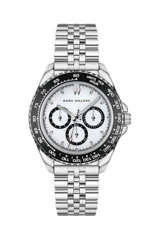 Montre à quartz en acier - Tachymètre - Argenté et noir - Marc Malone