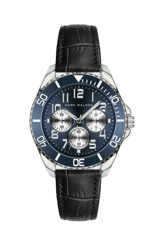 Montre à quartz en cuir - Noir et bleu marine - Marc Malone