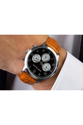Montre à quartz en cuir - Marron et argenté - Marc Malone