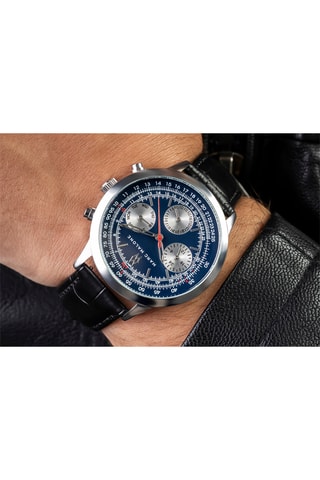Montre à quartz en cuir - Noir et argenté - Marc Malone