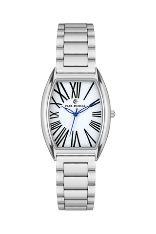 Reloj de cuarzo de acero - Plateado y blanco - Paul McNeal