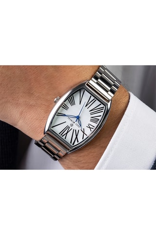 Reloj de cuarzo de acero - Plateado y blanco - Paul McNeal