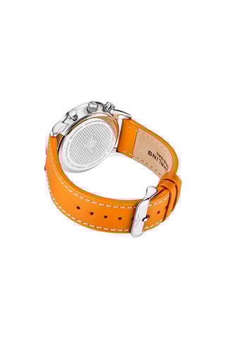 Montre à quartz en cuir Monaco - Chronographe et tachymètre - Orange et argenté