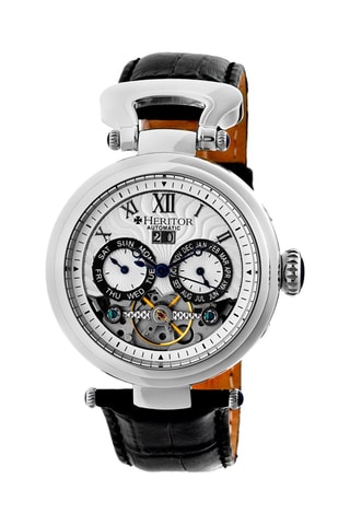 Montre automatique en cuir Ganzi - Noir et argenté