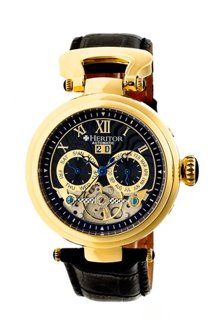 Montre automatique en cuir Ganzi - Noir et doré