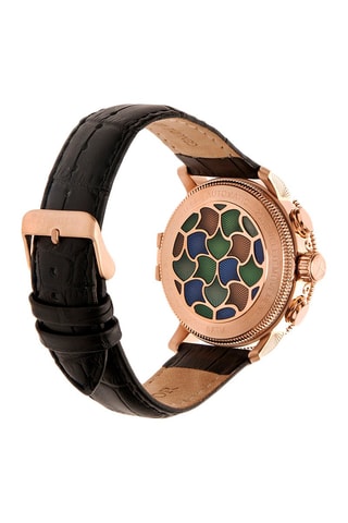 Montre automatique en cuir - Noir et doré rose
