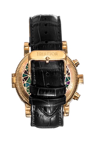 Montre automatique en cuir Legacy - Noir et doré