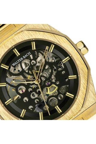Reloj automático de silicona y chapado en ion de oro amarillo - Dorado y negro - Walter Bach