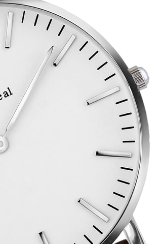 Montre à quartz en cuir de veau - Argenté et noir - Paul McNeal