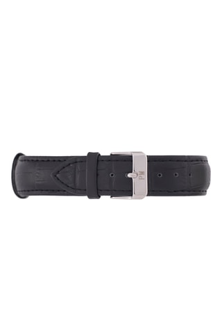 Montre à quartz en cuir de veau - Argenté et noir - Paul McNeal