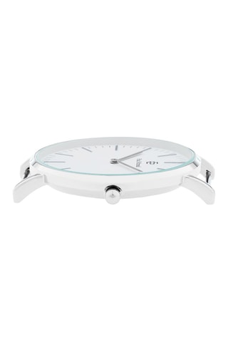 Montre à quartz en cuir de veau - Argenté et noir - Paul McNeal