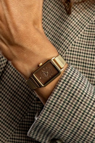 Montre à quartz en acier et diamant