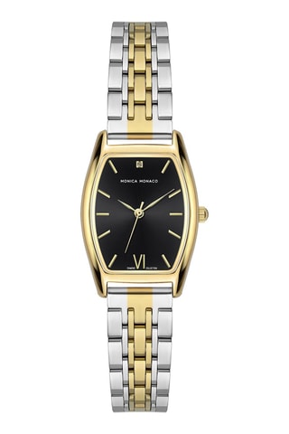 Montre à quartz en acier et diamant
