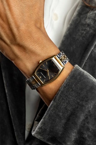 Montre à quartz en acier et diamant