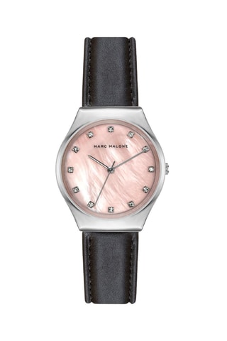 Montre à quartz en cuir, nacre et plaqué ion argent Janice - Marc Malone