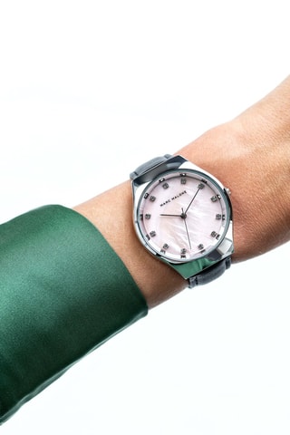 Montre à quartz en cuir, nacre et plaqué ion argent Janice - Marc Malone