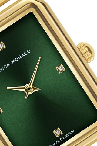 Montre à quartz en acier et diamants - Monica Monaco
