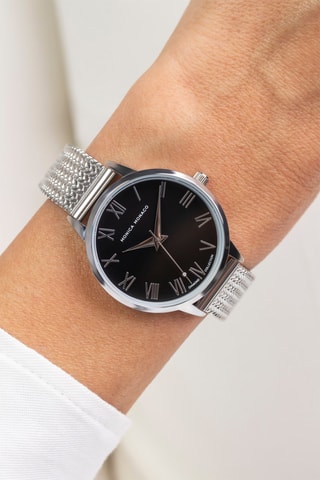 Montre à quartz en acier et diamant - Monica Monaco