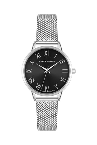 Montre à quartz en acier et diamant - Monica Monaco