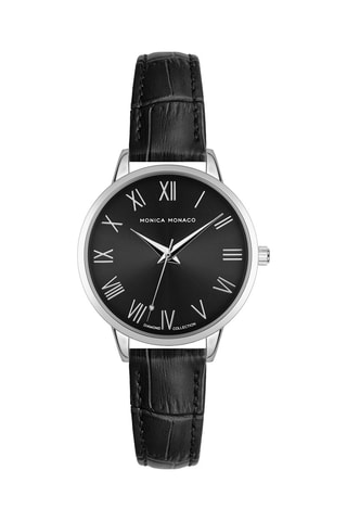 Montre à quartz en cuir et diamant - Monica Monaco