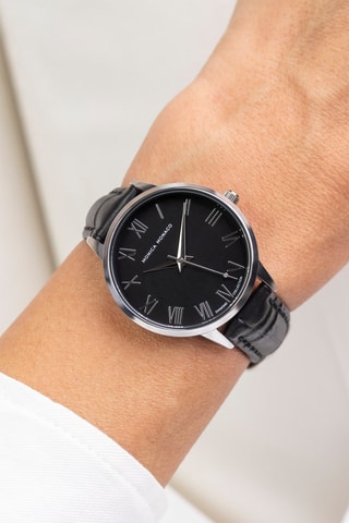 Montre à quartz en cuir et diamant - Monica Monaco