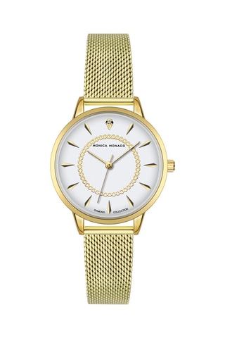 Montre à quartz en acier et diamant - Monica Monaco