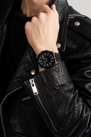 Montre à quartz en silicone Cologne - Noir et argenté