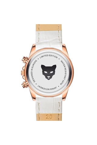 Montre à quartz en cuir Valencia - Blanc et doré rose