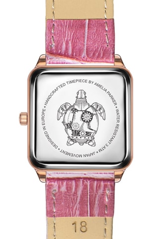 Montre à quartz en cuir Gold Plaza - Rose et doré rose