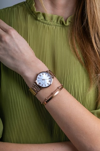 Montre à quartz en acier - Doré rose et blanc