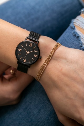 Montre à quartz en acier Petite Noir - Noir