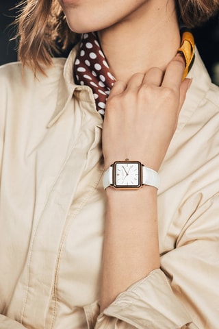 Montre à quartz en cuir Bay - Blanc