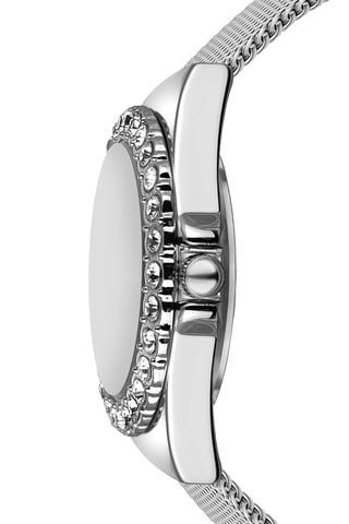 Montre à quartz en acier, nacre et zircons Mayfair - Argenté et blanc 