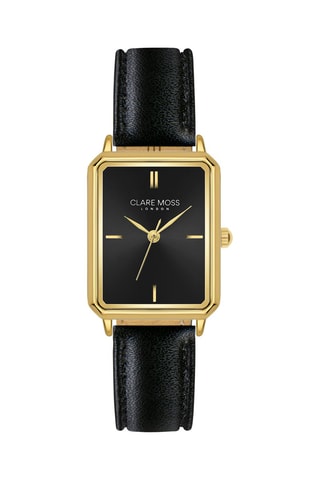 Montre à quartz en cuir de veau Carlie - Noir et doré