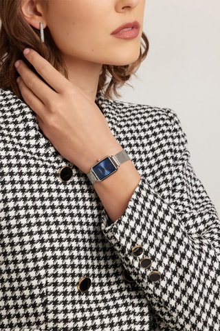 Montre à quartz en acier - Argenté et bleu