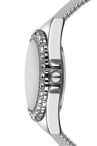 Montre à quartz en acier et zircons Opera - Argenté et bleu
