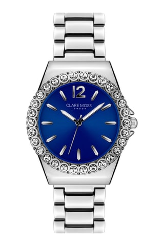 Montre à quartz en acier et zircons Opera - Argenté et bleu