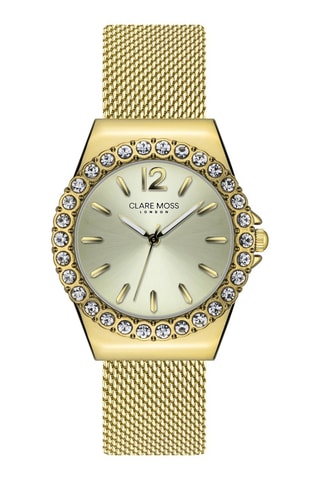 Montre à quartz en acier et zircons Kensington - Doré