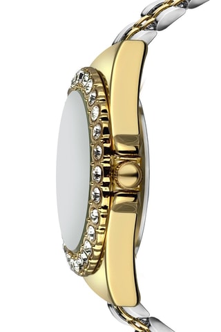 Montre à quartz en acier et zircons Classic - Doré et argenté