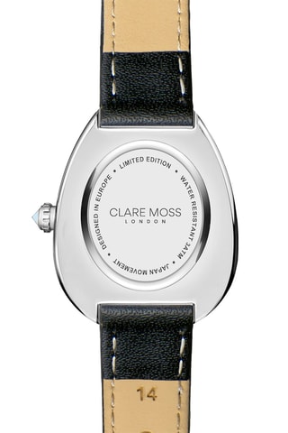 Montre à quartz en cuir et zircons Gala - Noir et argenté