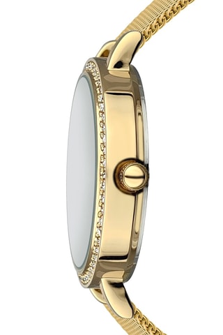 Montre à quartz en acier et zircons London - Doré et blanc