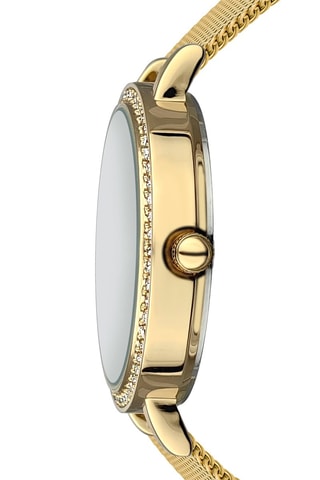 Montre à quartz en acier et zircons Porcelain