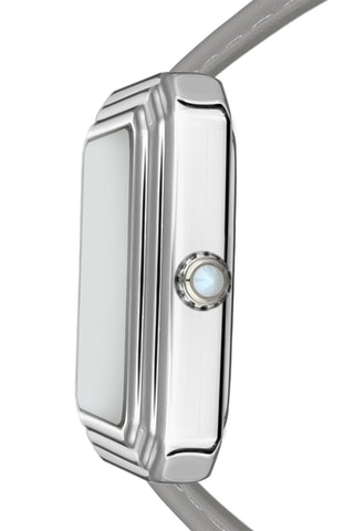 Montre à quartz en cuir de veau Graceful - Gris foncé et argenté