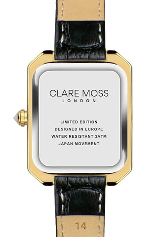 Montre à quartz en cuir de veau Jasmine - Noir et doré